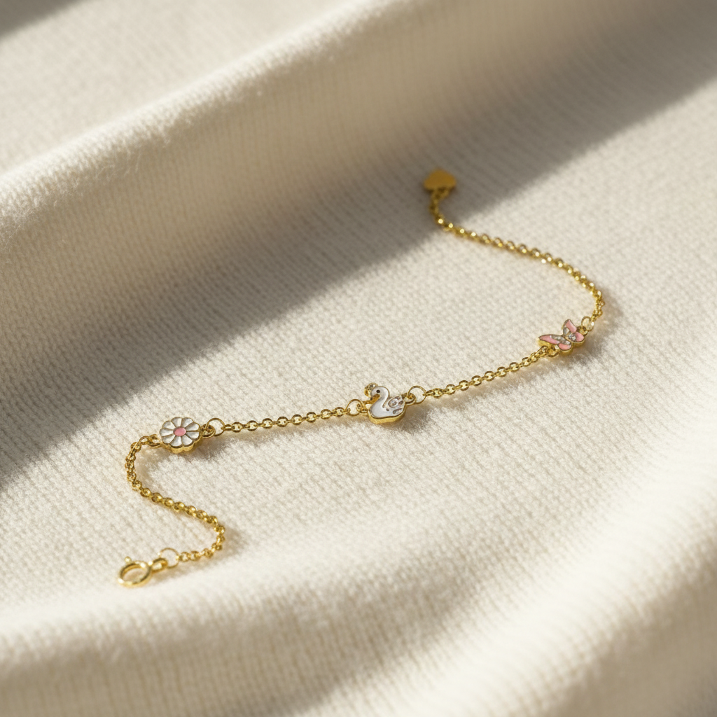 Παιδικό Βραχιόλι Ασήμι 925 Επιχρυσωμένο - Μαργαρίτα Παπάκι Πεταλούδα