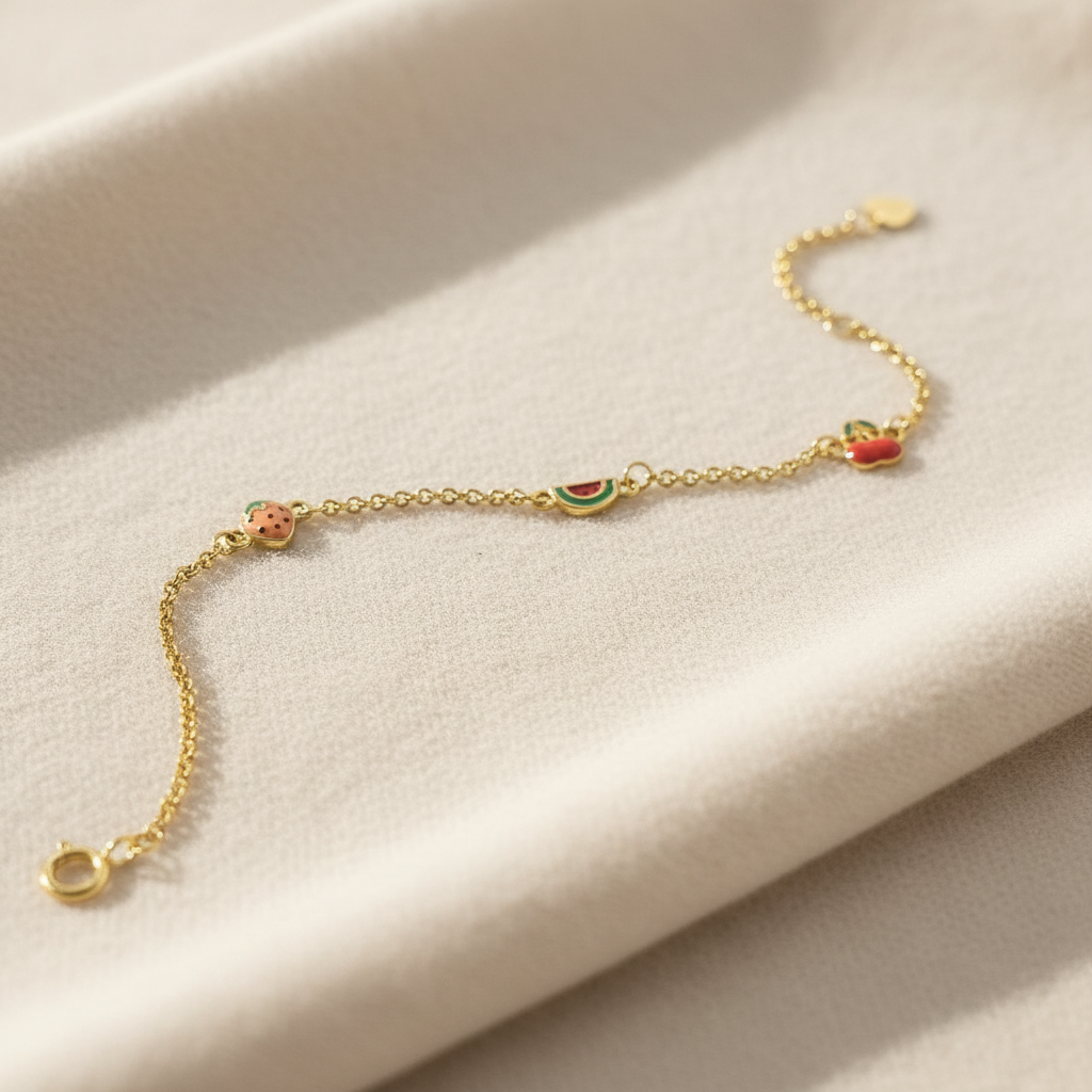 Παιδικό Βραχιόλι Ασήμι 925 Επιχρυσωμένο με Χρωματιστά Σμάλτα