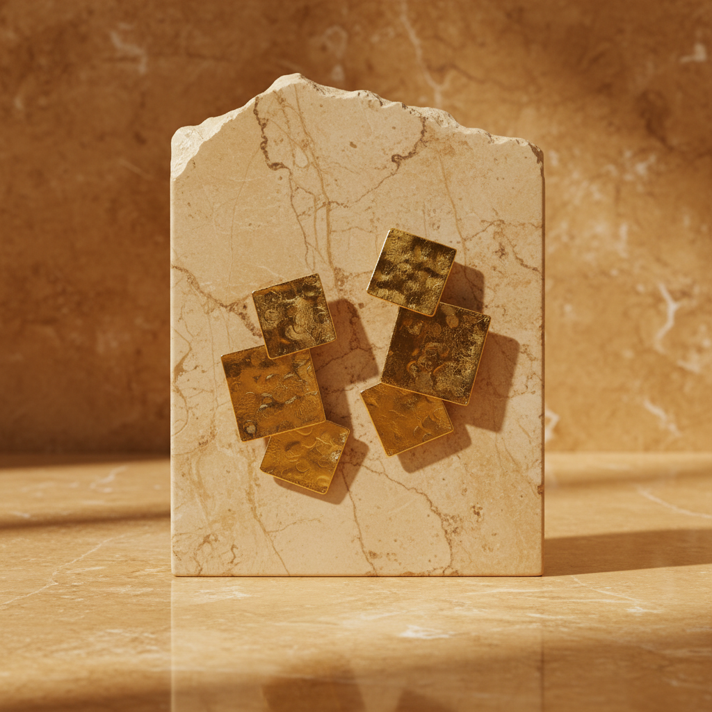 Premium Gold-Plated Geometric Square Earrings