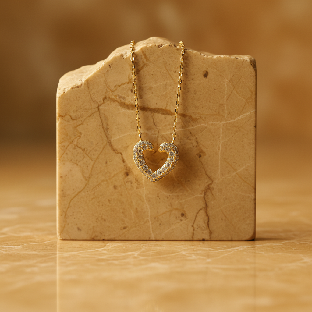 Gold-Plated 925 Silver Heart Necklace - Vogue