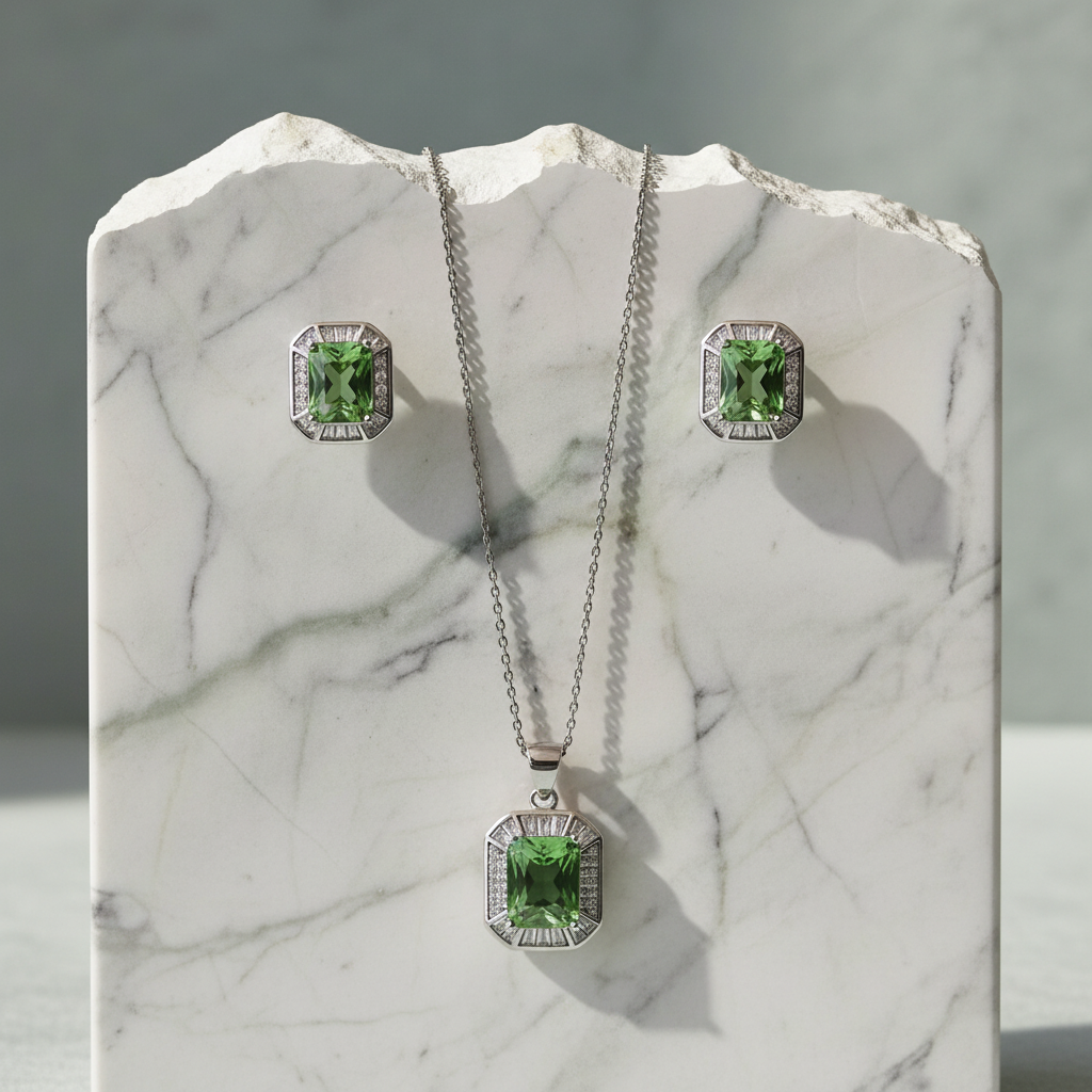 Green Stone Jewelry Set - Exact Scale Vogue Luxury
