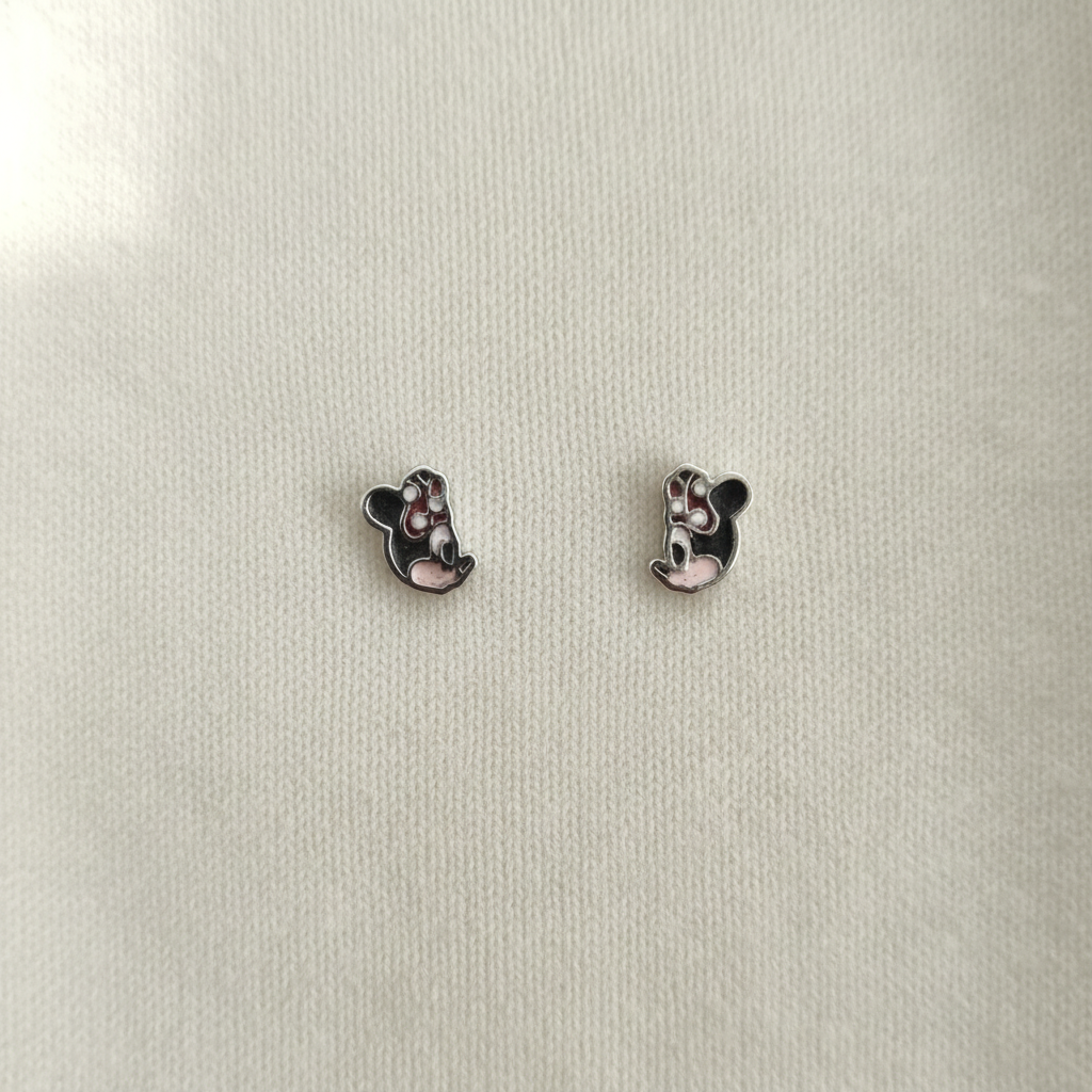 Παιδικά Σκουλαρίκια Ασήμι 925 Επιπλατινωμένα - Minnie Mouse Disney με Σμάλτο