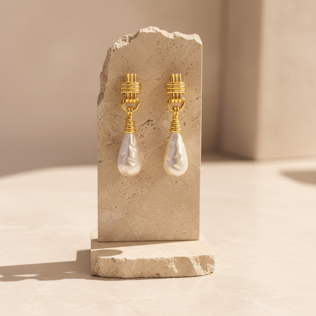 Pearl Drop Earrings - Close-up Product Shot
