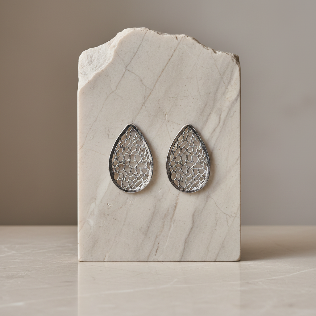 Silver Organic Lace Earrings